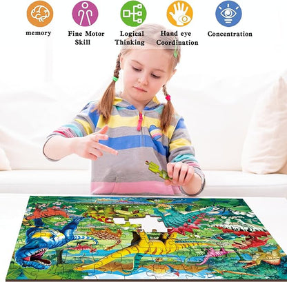 100 Piece Puzzles for Kids Ages 4-6 6-8 8-10, 100 Piece Dinosaur Learning Educational Jigsaw Puzzles, Kids Puzzles Ages 5-8 Gifts for Girls Boys - Every Piece is Unique