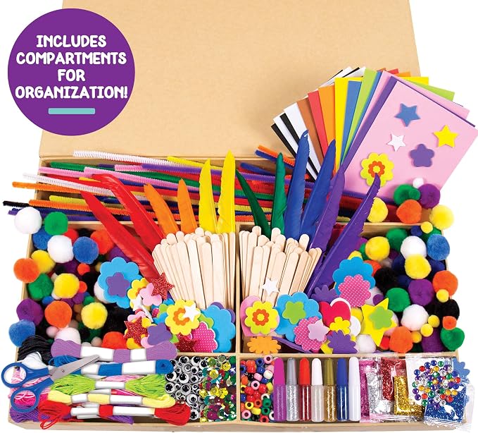 Made By Me Ultimate Craft Box, Art & Craft Activities 1000 Piece Set, Storage Case, Great for Preschool Arts & Crafts, Adult & Group Projects, Craft Box for Kids Girls & Boys
