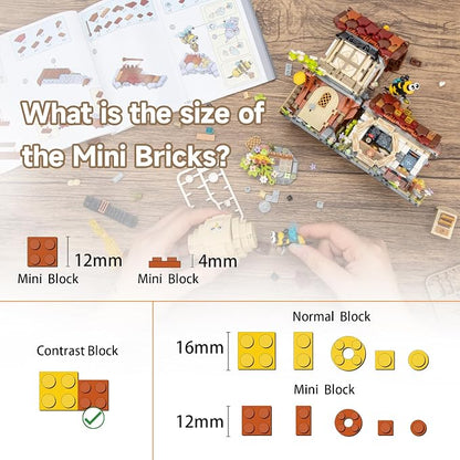 Honey Workshop Mini Building Blocks, MOC Creative Building Toys Model Set for 7-9 Years Old Girls Boys, 1242 PCS Simulation Architecture Construction Toy, Gift Idea for Kids Adults