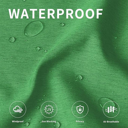 Easy-Going Linen Look Outdoor Curtains Waterproof Windproof Porch Curtains, Soft Thicken Outdoor Privacy Curtains for Patio, Gazebo, Grommet Top and Tab Bottom Drape, 1 Panel, 110x96 inch, Green