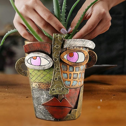 Abstract Face Planters Pots Head,Unique Head Planter for Indoor Plants,Funny Face Flower Pot,Colorful Plant Pots for Outdoor Garden Decor and Home Art Decoration(Classic)