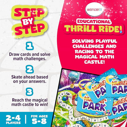 Number Park - Addition & Subtraction Math Board Game for Kids Ages 5-8 - Fun Educational Learning Game for Kindergarten & Up - 1 to 4 Players