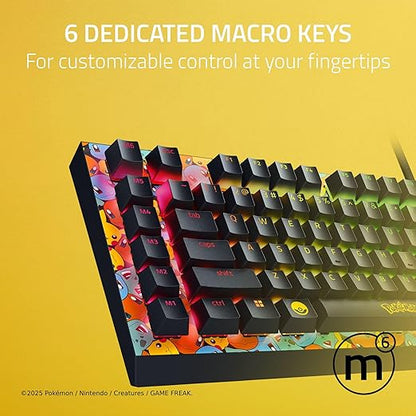 Razer BlackWidow V4 X Mechanical Gaming Keyboard, Pokémon Edition | Green Switches Tactile & Clicky, 6 Macro Keys, Chroma RGB, Doubleshot ABS Keycaps, Sound Dampening & Stabilizers