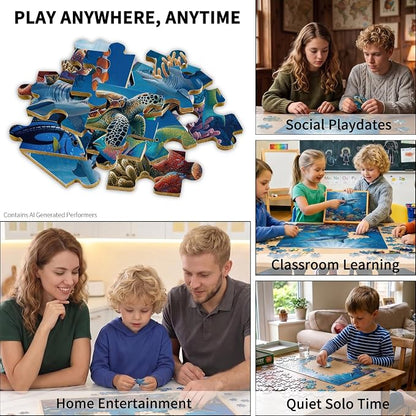 100 Pieces Puzzles for Kids Ages 4-8, Shark Educational Kids 100 Piece Puzzle, Children Jigsaw Puzzles Kids Puzzles, Educational Learning Puzzle Toys for Girls and Boys