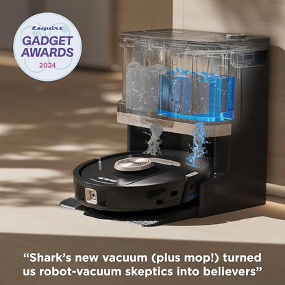 Shark PowerDetect NeverTouch Pro Robot Vacuum & Mop, Black,RV2820ZE | 5 PowerDetect Technologies, NeverStuck, NeverTouch Pro Base (Self-Empty 60-Day, Refill, Pad Wash/Dry), 360° LiDAR + 3D Sensor