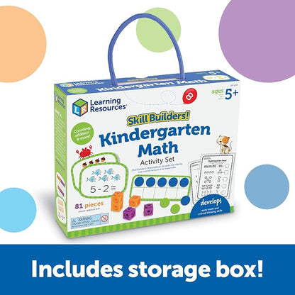 Learning Resources Skill Builders Kindergarten Math Activity Set - Kindergarten Learning Math Manipulatives Game, Number and Counting Blocks Activities, Classroom Manipulatives Teaching Materials