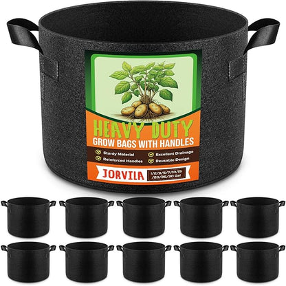 10 Pack 3 Gallon Grow Bags, Thickened Nonwoven Fabric Planter Pots with Handles, Heavy Duty 300G Garden Pots for Tomato, Potato and Vegetable