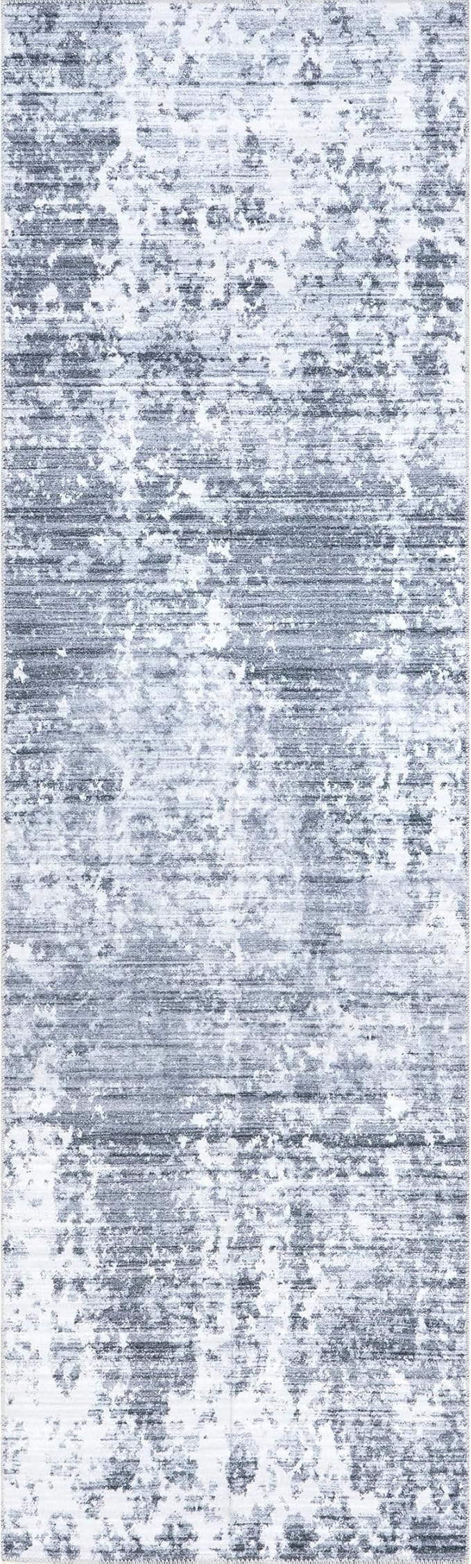 nuLOOM Alva Faded Abstract Machine Washable Ultra Thin Runner Rug, 2' 6" x 8', Light Grey