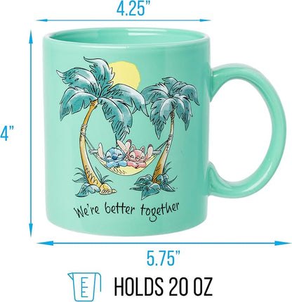 Silver Buffalo Disney Lilo and Stitch Better Together, Ceramic Mug, 20oz | Angel, We're, 0.59 Liters