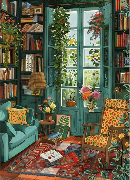 Cozy Study Puzzles for Adults 1000 Pieces, Jigsaw Puzzles for Adults 1000 Piece, Challenging Game Toys, Impossible Puzzle, Family Decoration Puzzle