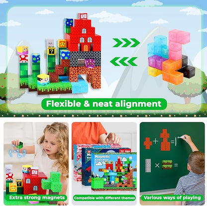 GraceDuck Magnetic Blocks - 150 PCS Build Adventure Game Castle - Magnetic Toys for Montessori Toddler Christmas Birthday Gifts - STEM Sensory Toys for 3 4 5 6 7 8 9 10 Year Old Boys & Girls