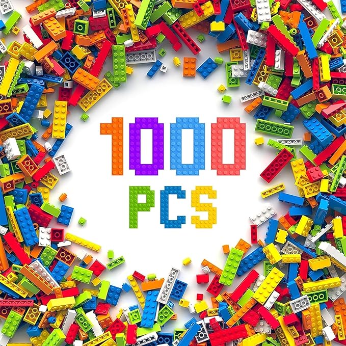 3 otters 1000PCS Building Blocks Set - Classic Basic Building Blocks Kit Compatible with All Major Brands for Kids