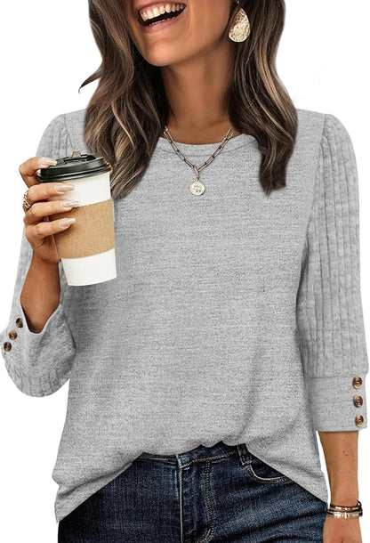 WIHOLL 3/4 Length Sleeve Womens Tops Sweaters Shirts Lightweight Spring Outfits 2026 Winter Clothing S-2XL