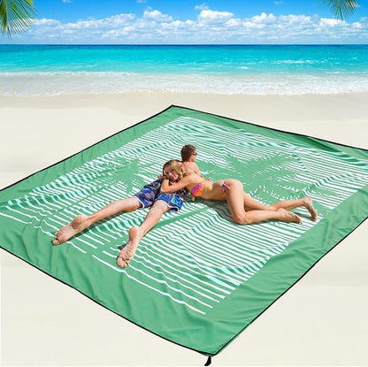 WIWIGO Beach Blanket Waterproof Sandproof Beach Mat 79" X 83"/10'x9'for 2-8 Adults Quick Drying Outdoor Picnic Mat Beach Accessories for Travel, Camping, Hiking