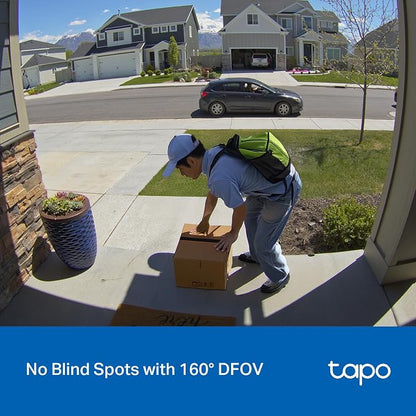Tapo 2K Wireless Smart Video Doorbell - 160° Ultra-Wide View, Person Detection, 2-Way Talk, Ring Call, Night Vision, Subscription-Free Local Storage or Optional Cloud, D205