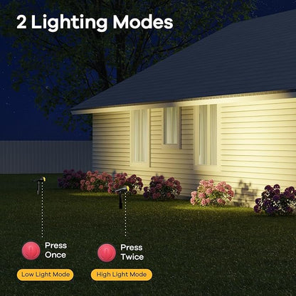 Consciot Solar Spotlights Outdoor, IP67 Waterproof 2-in-1 Solar Spot Lights, Durable Christmas Decorations Lights for Garden Yard Pathway Driveway Porch Walkway, Auto On/Off, 2 Pack(Warm White)