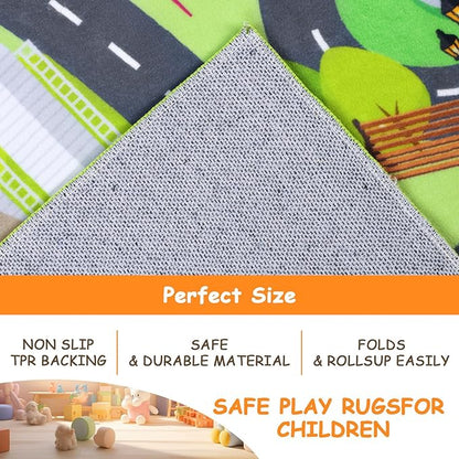 HEBE Kids Play Rug 4'x6' ABC Alphabet Numbers Shapes Educational Kid Area Rug Washable Baby Crawling Mat Non Slip Kid Play Mat Carpet for Girl Boy Bedroom Playroom
