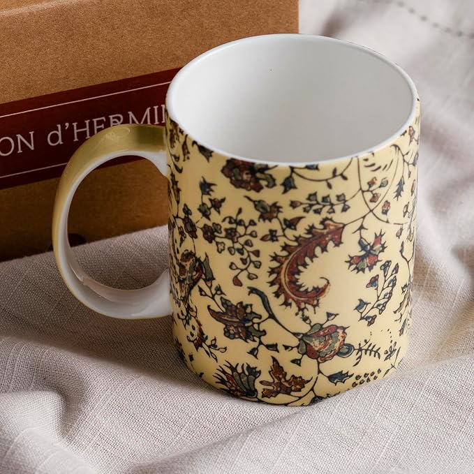 Maison d' Hermine Coffee Mug with Handles Tea Cups (15 Ounce, Pack of 2) | Fine Bone China Coffee Mugs for Hot Beverages Cappuccino Latte Home Restaurant Hotel Spring Summer -Lakshmi