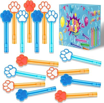 24Pcs Blue Orange Dog Paw Bubble Wands for Kids Paw Party Favors Supplies Decorations, Pinata Goodie Bag Stuffers & Classroom Prizes