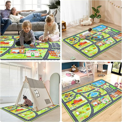 HEBE Kids Play Rug 4'x6' ABC Alphabet Numbers Shapes Educational Kid Area Rug Washable Baby Crawling Mat Non Slip Kid Play Mat Carpet for Girl Boy Bedroom Playroom