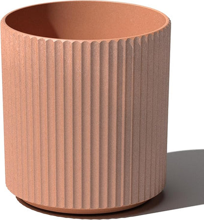 Veradek Demi Series Round Planter for Porch, Patio, Backyard | Durable Plastic-Stone Composite Material | Modern Décor for Tall Plants, Flowers