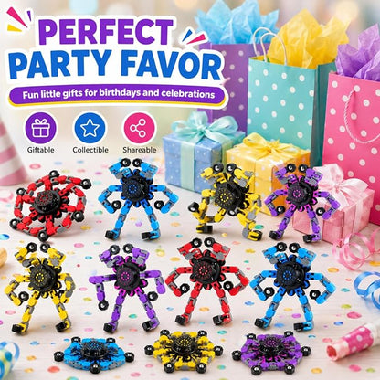 12PCS Transformable Fidget Spinner Toys for Kids and Adults | DIY Robot Chain Fidget Toys, Sensory Toys for Stress Relief, Party Favors, Classroom Rewards & Birthday Gifts