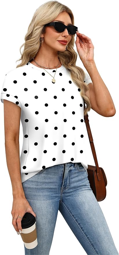 Alaroo Womens Summer Tops Short Sleeve Shirts Crew Neck Tshirt Cute Trendy Tunic Blouses (S-3XL)