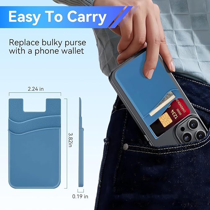 SHANSHUI Phone Card Holder Stick on, CellPhone Silicone Sticky Wallet Sleeve Pocket Business ID Credit Card Comptible for iPhone, Android & Most Smartphones - 5 Pack