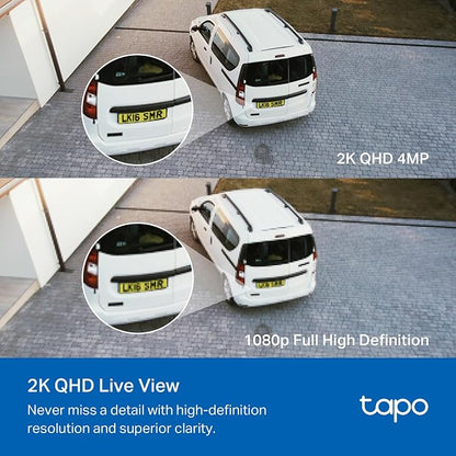 Tapo 2K+ Outdoor Wired Floodlight Security Camera - 2800 Lm Dimmable, Motion Activated, Person & Vehicle Detection, 24/7 Recording, Subscription-Free Local Storage or Optional Cloud, C720