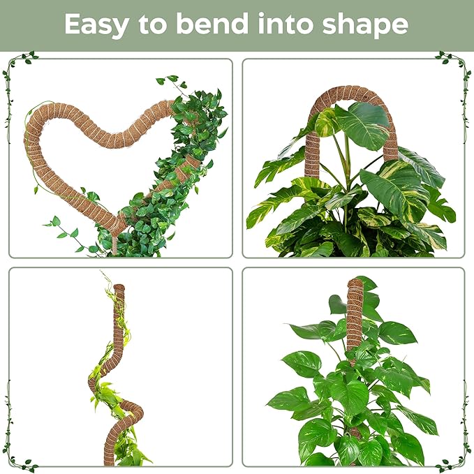 2 Pack 28'' Bendable Moss Pole Monstera Plant Support for Climbing Indoor Plants - Stakes for Potted Climbers - Tall Sticks Indoor Trellis for Houseplants - Accessories for Monstera Pot