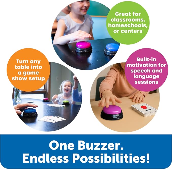 Learning Resources Answer Buzzers - Classroom Must Haves Supplies, Kids Toys, Sound Effect Button, Family Game Shows, Buzzers for Trivia, Participation Tools Boys and Girls Birthday Gifts