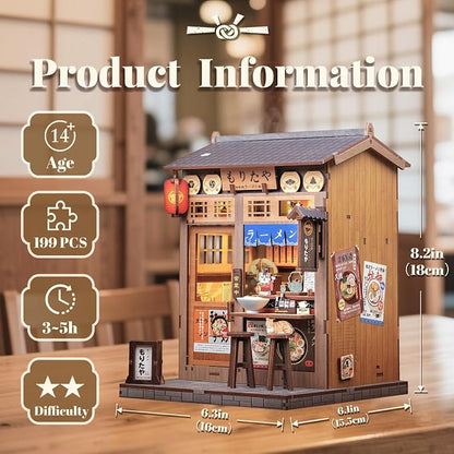 CUTEBEE Book Nook Kit, DIY Miniature House Kits for Adult and Teens, Dollhouse Booknook Tiny House, Bookshelf 3D Wooden Puzzle, DIY Craft Gifts for Family and Friends (Morita-Ya)