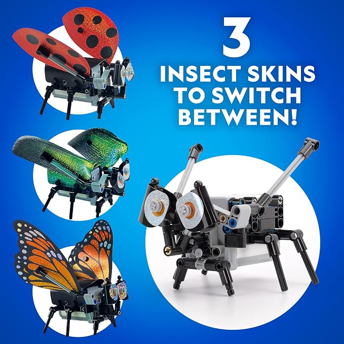 National Geographic Robotic Bug Engineering Science Kit for Kids | Build a Robot Insect, Flapping Wings, Butterfly, Ladybug, and Beetle Skins, Animatronic Engineering, STEM Activity