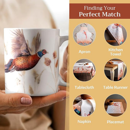 Maison d' Hermine Coffee Mug with Handles Tea Cups (12 Ounce, Pack of 1) | Fine Bone China Coffee Mugs for Hot Beverages Cappuccino Latte Home Restaurant Spring Summer -Faisan D'Automne - Vol Libre