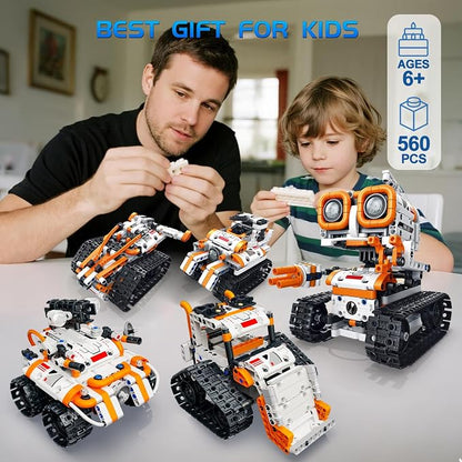5 in 1 STEM Robotics Building Kit, 560 PCS APP/Remote Control Robot Toy Building Block Sets, Compatible with Lego Robot Control & Programming, Coding Robotic Toys Birthday Great Gifts for Boys 8-14