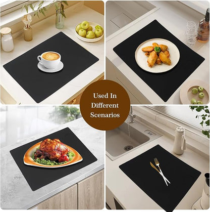 Silicone Mat Under Coffee Machine With Lip Automatic Machines Accessory, Black Multifunctional Rubber Base Mat, 18.9” x 13.8”
