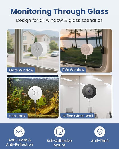 2K Window Camera, WiFi 6 Indoor Camera for Home Security, Full-Color Night Vision, Motion Detection, Anti-Glare Through Glass, No Drill, 24/7 Recording, Renter-Friendly