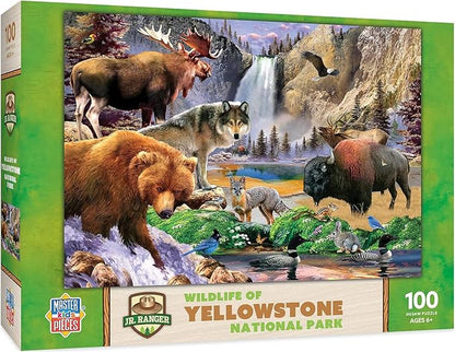 MasterPieces – 100 Piece Jigsaw Puzzle for Kid 6+ Years, Wildlife of Yellowstone National Park, Educational and Fun Game, Gift Idea for Children, 19" x 14"