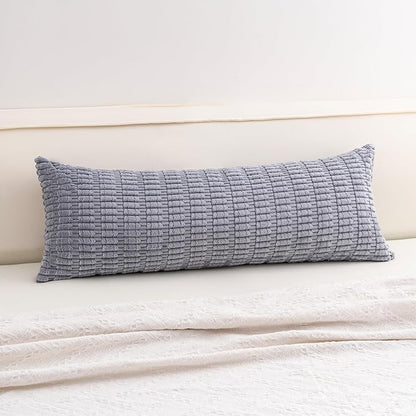 Aegero Corduroy Decorative Throw Pillow Covers 14x36 Inch Soft Striped Pillow Covers Modern Farmhouse Home Decor for Sofa Living Room Couch Bed（Light Grey）