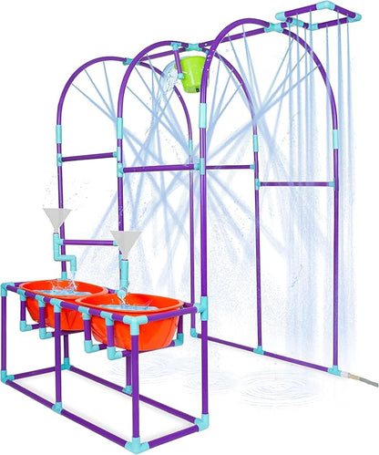 Milliard Water Park Sprinkler Toy for Kids, Outdoor Water Sprinkler with Splash Buckets, Water Table, and Faucets, Backyard Waterpark for Outdoor Summer Fun Activities
