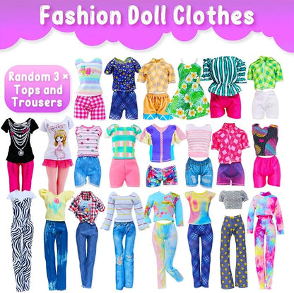11 Pcs Doll Clothes Including Evening Fishtail Dress Shiny Sequined Slip Dress Fashionable Short Skirt Casual Outfits Top and Pants for 11.5 inch Girl Dolls (No Doll)