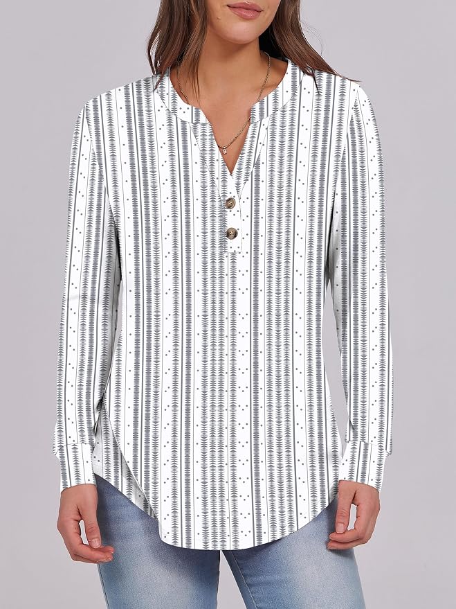 ANRABESS Women's Long Sleeve Shirts 2026 Spring Fashion Dressy Casual Tops Trendy Henley Blouses Cute Work Outfits Clothes