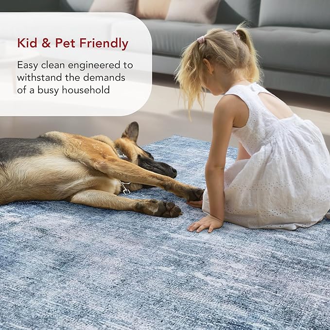 nuLOOM Katia Modern Abstract Machine Washable Ultra Thin Area Rug, 8' x 10', Blue