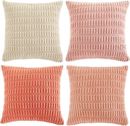 Fancy Homi 4 Packs Decorative Throw Pillow Covers for Living Room Couch Bed, Modern Farmhouse Boho Home Décor Accent Cushion Case, 22" x 22", Pink Series