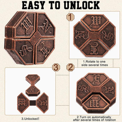 Wettarn 9 Pcs Metal Brain Teaser Puzzles 3D Steel Puzzle Set for Adults IQ Logic Challenge Disentanglement Unlock Interlocking Games Smart Logic Test Toys for Adults Mind Challenge(Diverting Style)