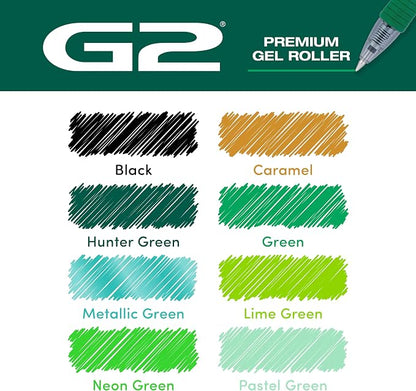 Pilot G2 Premium Gel Roller Pens, G2 Boost Green Pens Pack, The Colors of Balance, 8 Pack Pouch, Fine Point 0.7 mm, Assorted