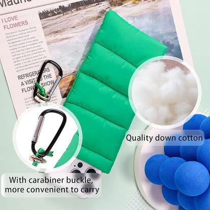Lyreh Thermal Phone Pouch, Down Cotton Warm Phone Case Cover Bags Prevents Freezing & Overheating Protector Cellphone Pouch with Carabiner Ideal for Outdoor Camping Hiking Skiing (Green)