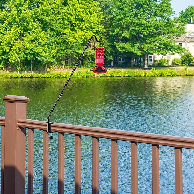 FEED GARDEN [Upgrade Version 2 Pack Bird Feeder Hanger Adjustable 43 Inch Deck Hooks for Railing 360 Degree Swivel Heavy Duty Hanging Hooks for Bird Feeders Wind Chimes
