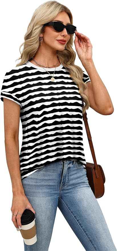Alaroo Womens Summer Tops Short Sleeve Shirts Crew Neck Tshirt Cute Trendy Tunic Blouses (S-3XL)