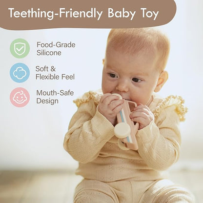 Moonkie Food Grade Silicone Toy Cars for Babies & Toddlers, Push and Go Baby Car Toys 6–12 Months, Hollow Design Infant Toys, Baby Teething Toys 4–6 Months, Birthday Gifts for Boys & Girls, 3 Pack